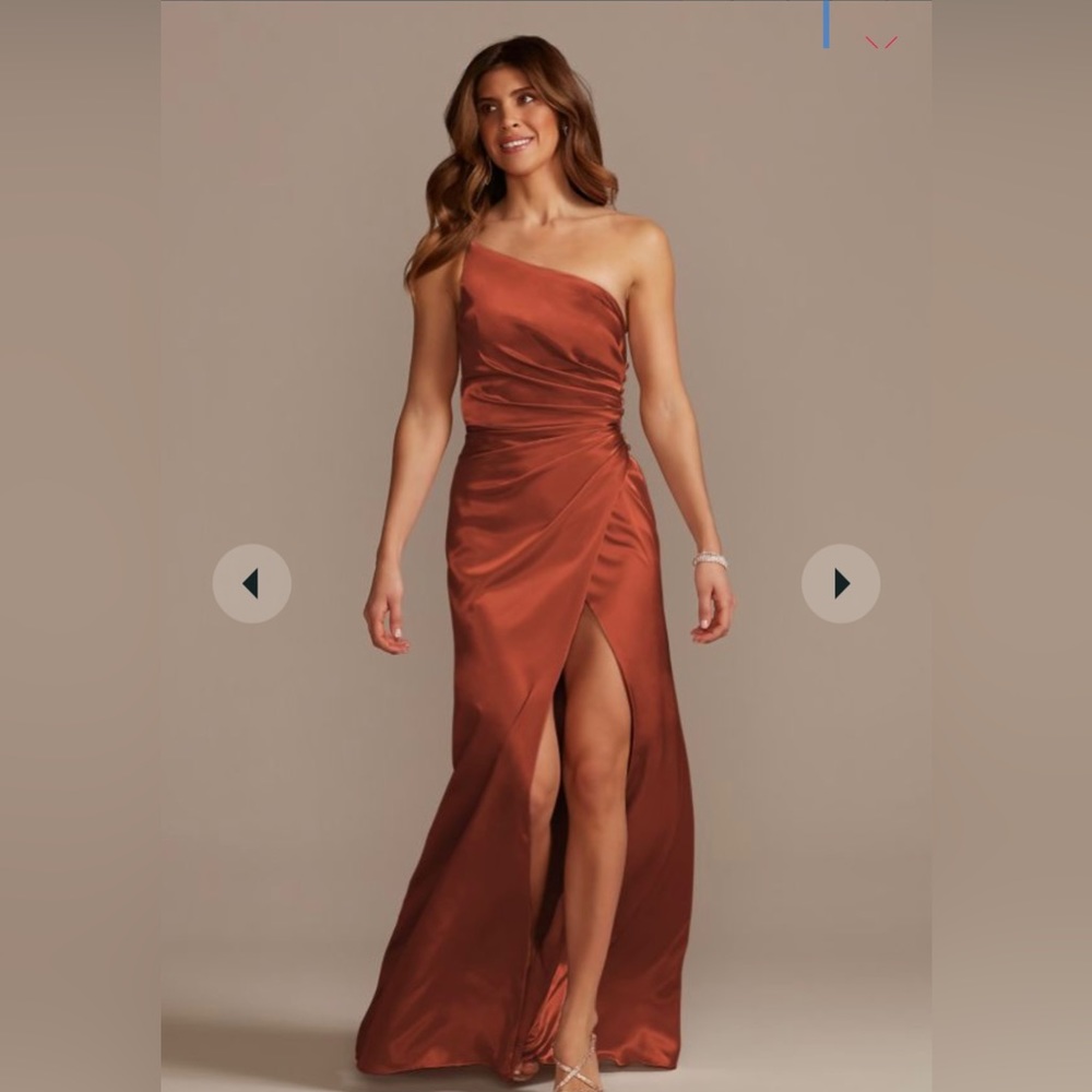 charmeuse draped one-shoulder bridesmaid dress